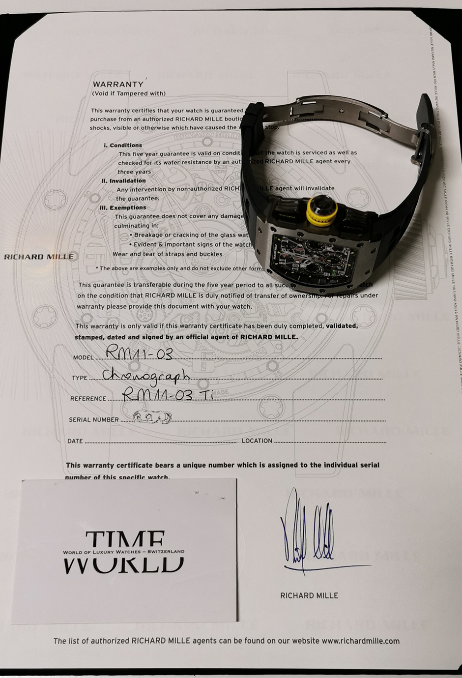 richard mille warranty